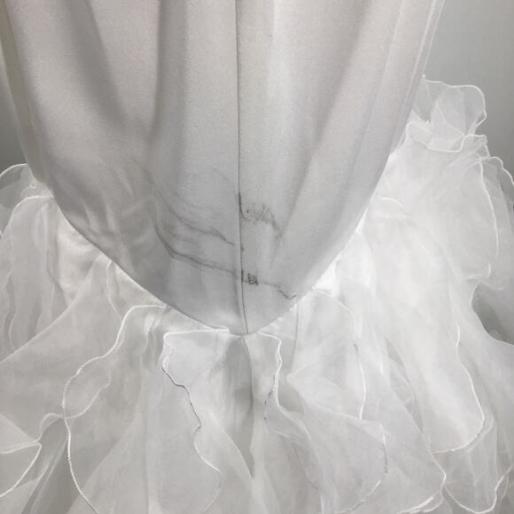 LULU'S SZ 8 M Extravagance White Ruffled Organza Mermaid Bridal Dress 0B16 *flaw - Picture 9 of 13